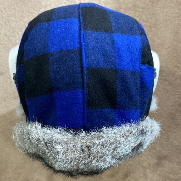 Mad Bomber Trapper Hat, Blue & Black Plaid, Large - Picture 7 of 13